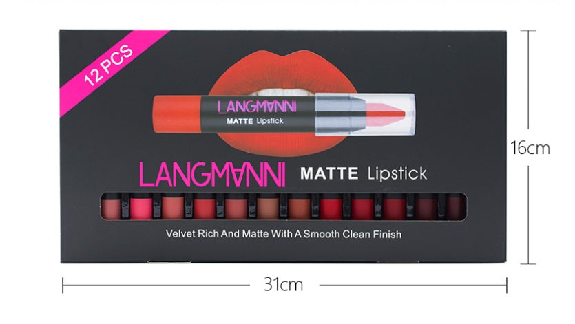 Non-Stick Cup Matte Lipstick And Lip Gloss Set 12