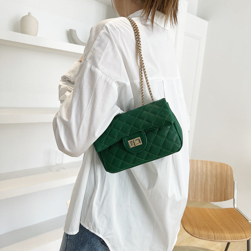 New Chain Crossbody Long Square Flap Twist Lock Bag