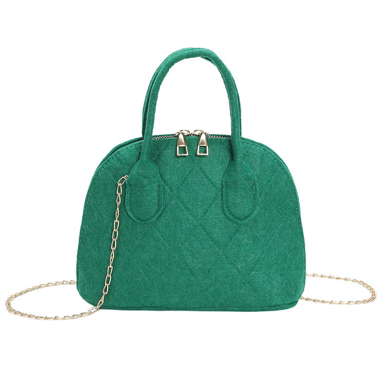 Felt Rhombus Chain Women's Elegant Shoulder Shell Bag