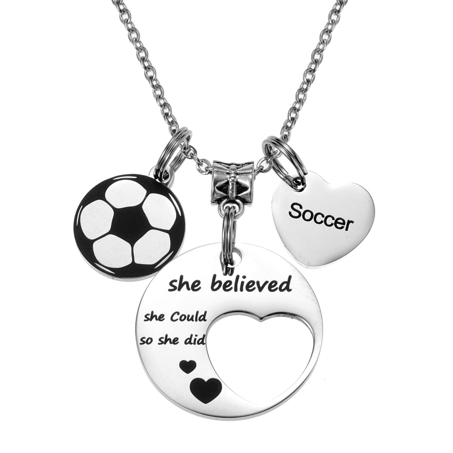 Stainless Steel Basketball Round Sports Love Pendant Necklace