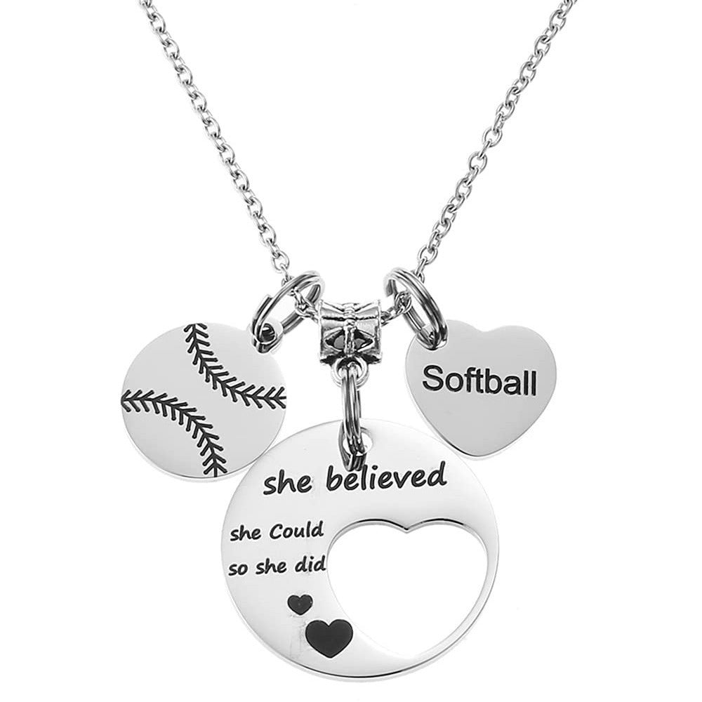 Stainless Steel Basketball Round Sports Love Pendant Necklace