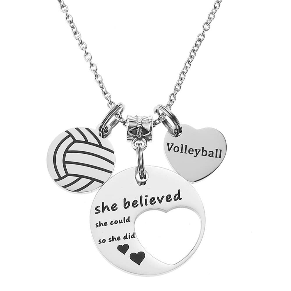 Stainless Steel Basketball Round Sports Love Pendant Necklace