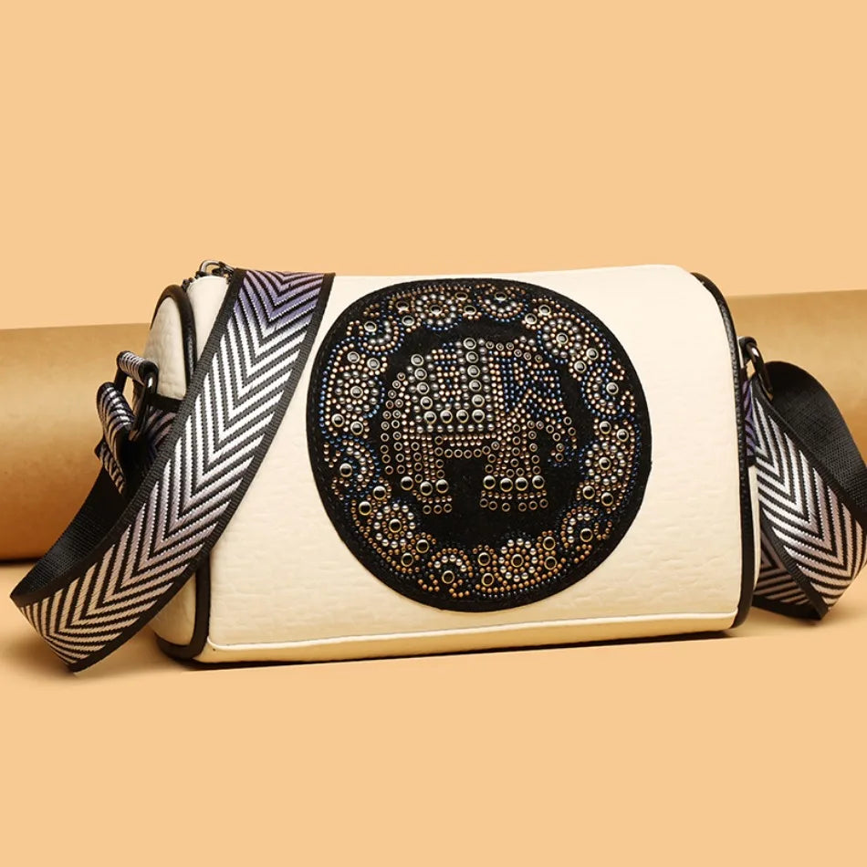 Fashion Retro Women's Shoulder Bag Trendy Diamond Elephant Animal Pattern Female Crossbody Bags Luxury Famous Designer Wallet