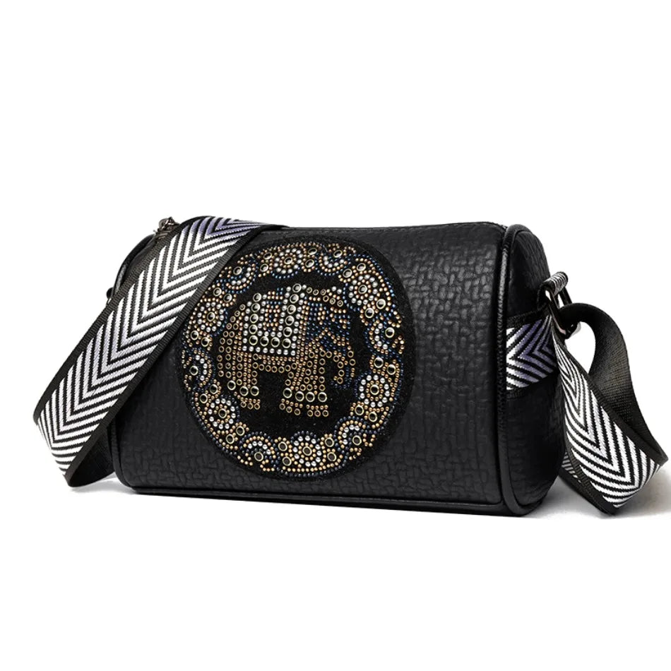 Fashion Retro Women's Shoulder Bag Trendy Diamond Elephant Animal Pattern Female Crossbody Bags Luxury Famous Designer Wallet