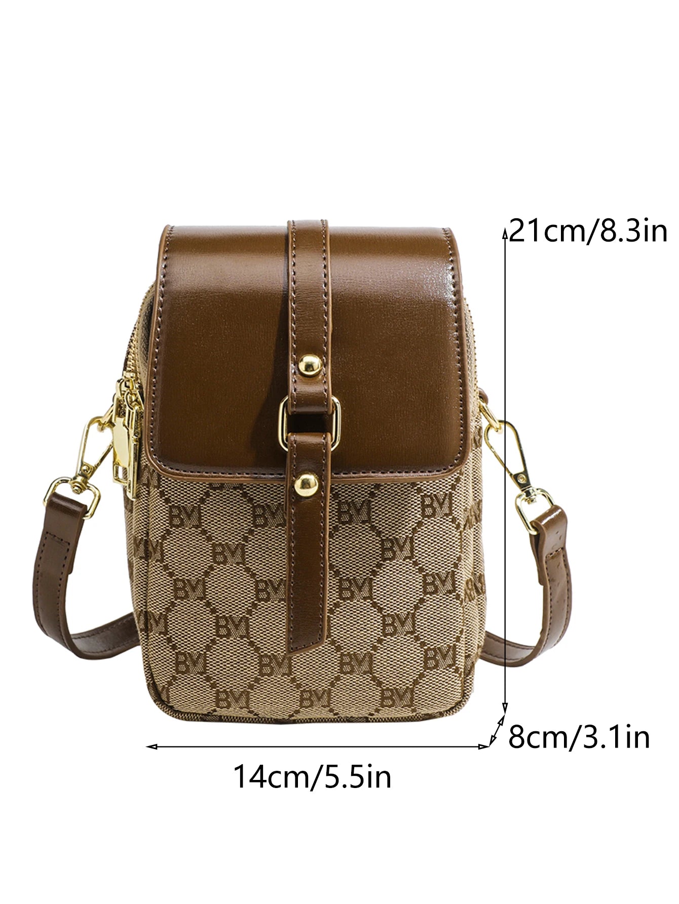 Women's checkered diagonal cross small round bag,