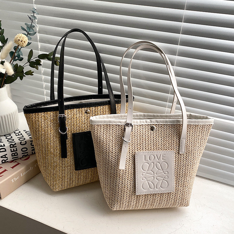 Spring Straw Woven Large Capacity Women's Portable Shoulder Bag