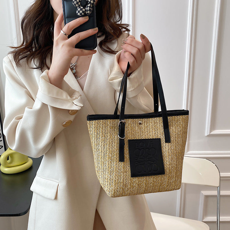 Spring Straw Woven Large Capacity Women's Portable Shoulder Bag