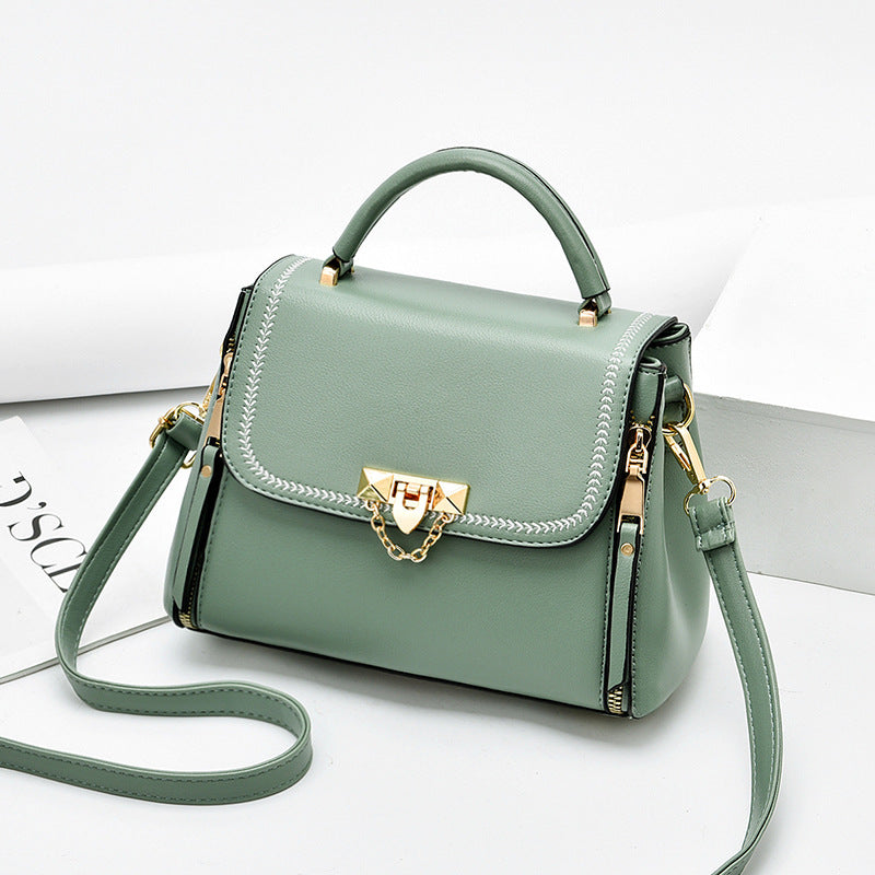 Fashionable Simple Solid Color Leather Small Square Bag